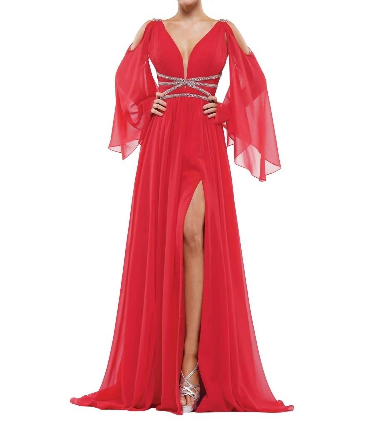 

Красное шифоновое выпускное платье COLORS DRESS