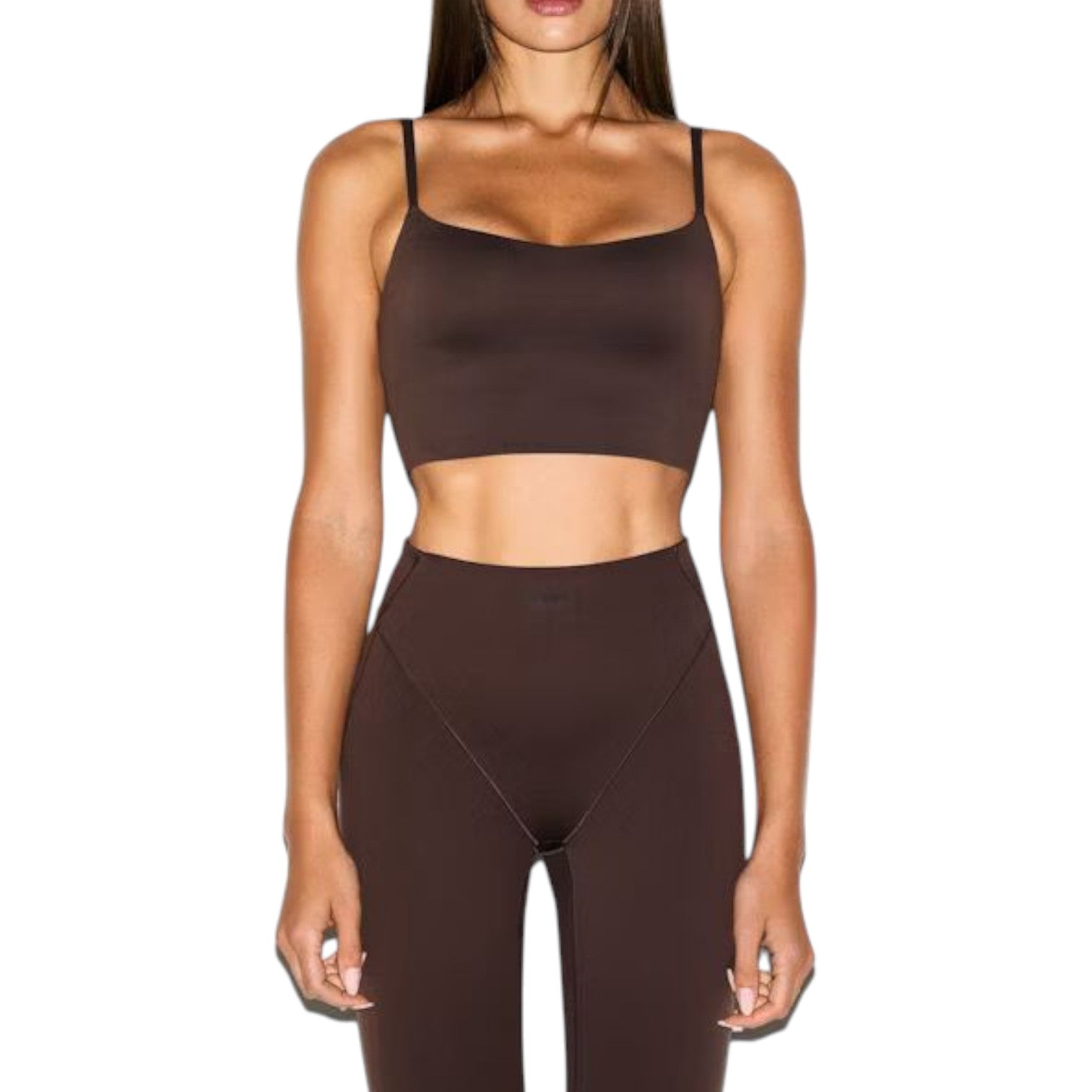 (WMNS) Nike x SKIMS Матовый бюстгальтер-топ с удлиненным поясом, цвет «темная сепия» — фото 2