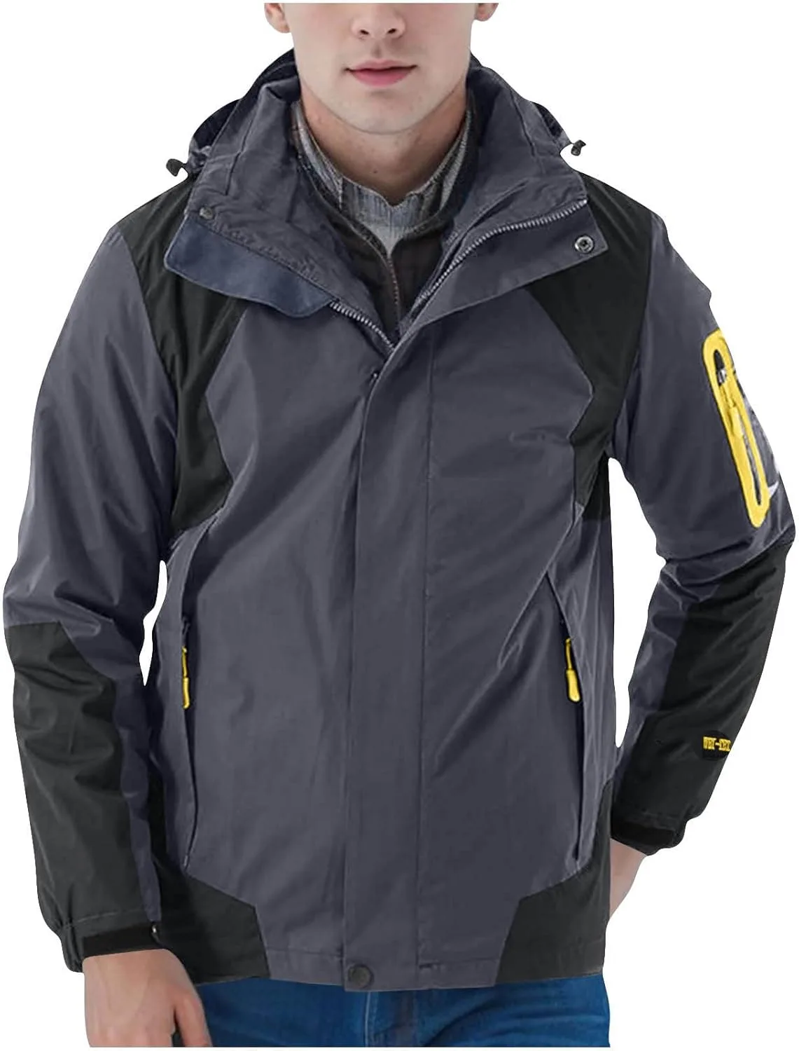 Мужская легкая ветровка со съемным капюшоном, водонепроницаемый дождевик для походов, рыбалки и кемпинга Generic, темно-серый