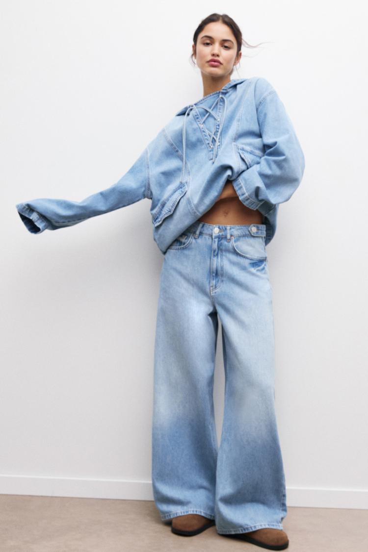 

Широкие мешковатые джинсы со шлевками для ремня Pull And Bear, синий