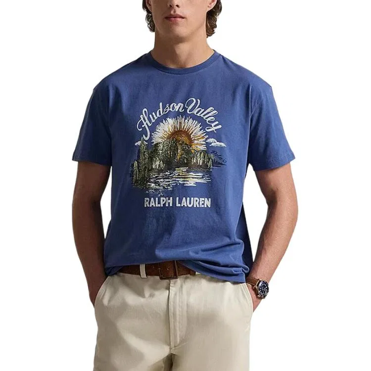 Футболка классическая Polo Ralph Lauren синяя мужская — фото 3