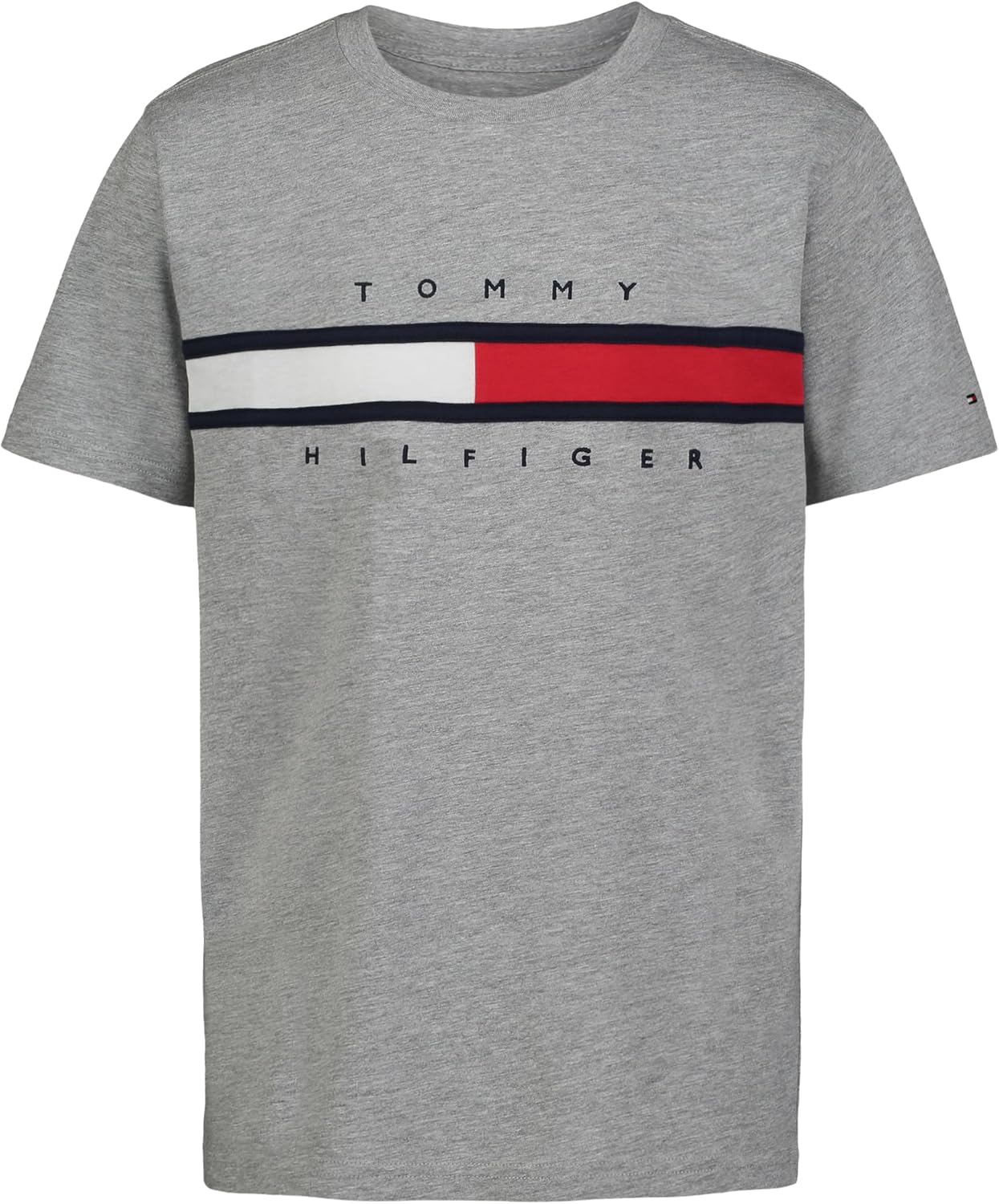 

Футболка Tommy Hilfiger для мальчиков с короткими рукавами и круглым вырезом, мягкая, удобная, свободного кроя, Signature Grey Heather, Серый, Футболка Tommy Hilfiger для мальчиков с короткими рукавами и круглым вырезом, мягкая, удобная, свободного кроя, 