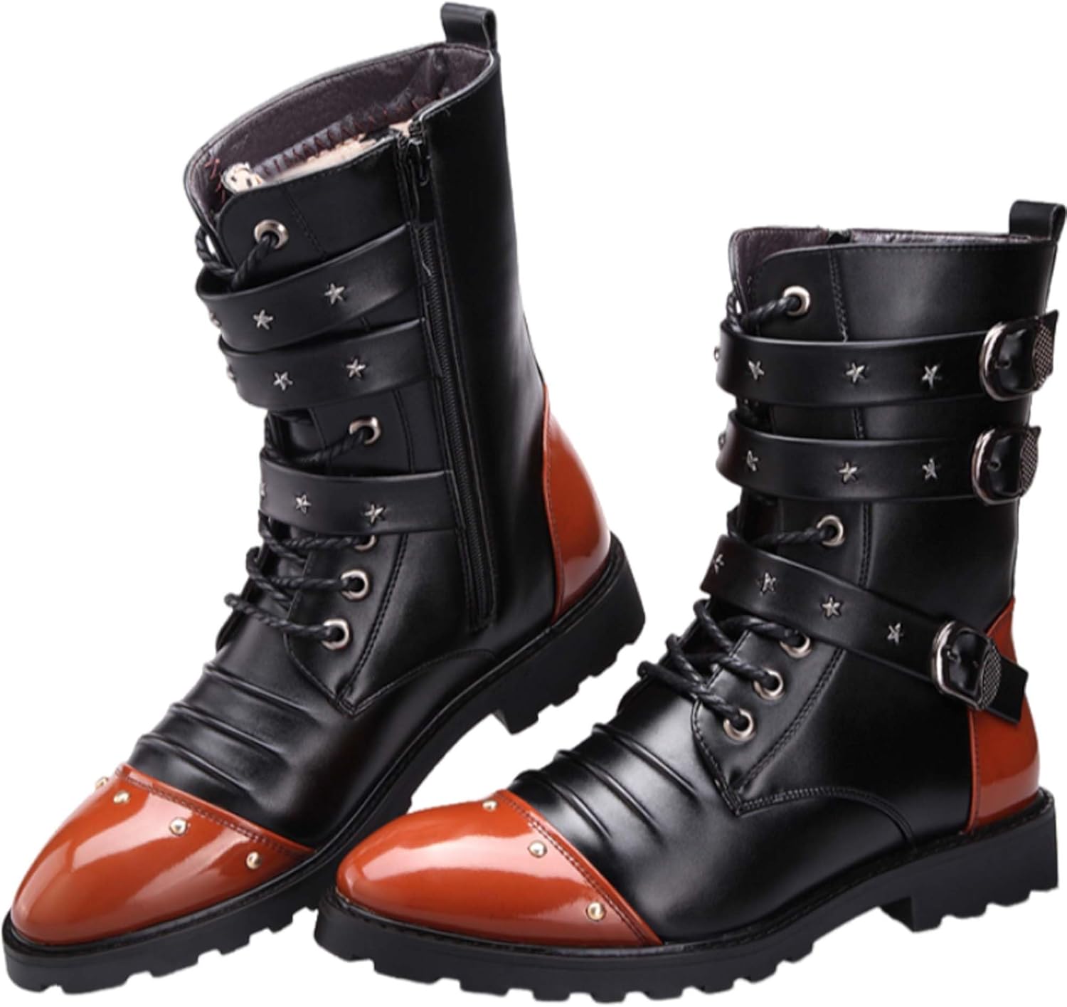 

Мужские мотоботы модные шнурованные для езды- винтажные ковбойские сапоги вестерн, из искусственной кожи, повседневные кожаные ботинки- модные мужские ботинки / черные / коричневые Generic