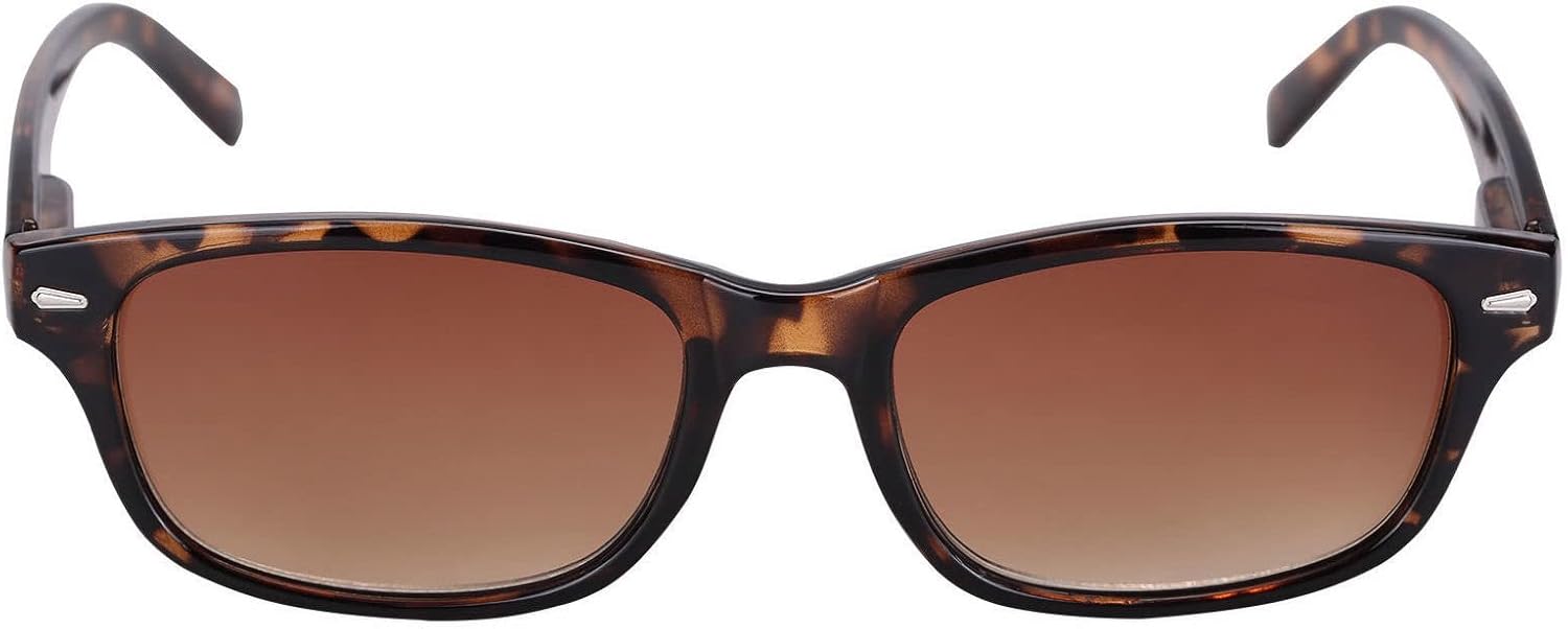 

Солнцезащитные очки для чтения «Интеллект» — унисекс, полнолинзовые (без бифокальных линз) — пружинные шарниры и максимальная защита от УФ-излучения Mass Vision, Tortoise