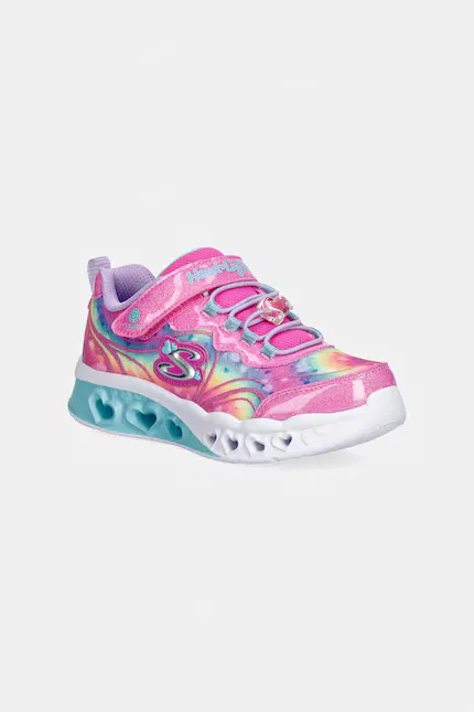 Кроссовки детские с блестками Flutter Heart Lights Groovy Swirl Skechers, розовый