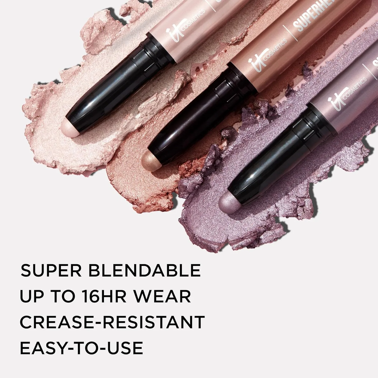 Водостойкие тени-карандаш IT Cosmetics Superhero No-Tug - стойкие, легко растушевываемые кремовые тени со встроенной базой под тени. Подходят для чувствительной кожи вокруг глаз. 0,05 унции., Bare Brave (matte rose) — фото 3