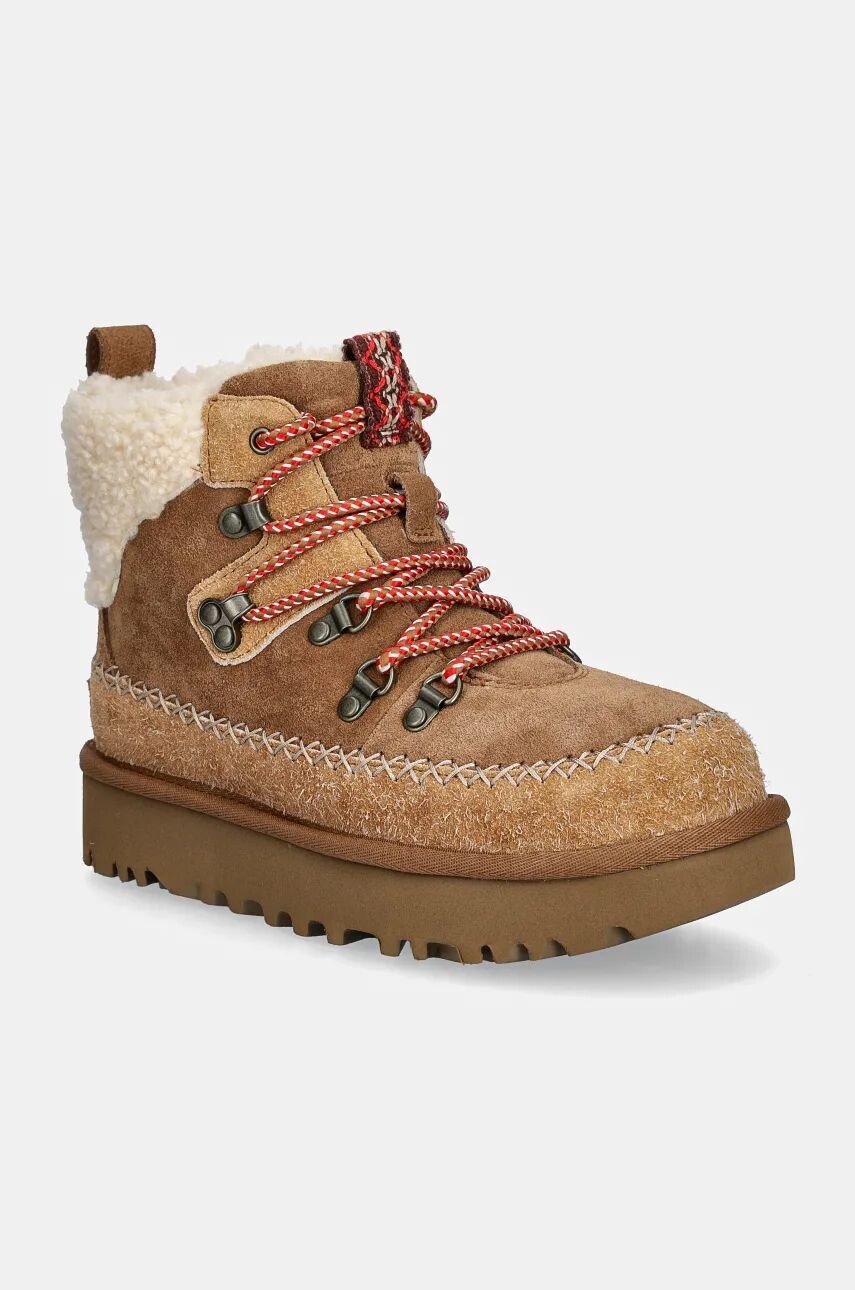 

Замшевые сапоги UGG Classic Alpine на шнуровке, коричневый