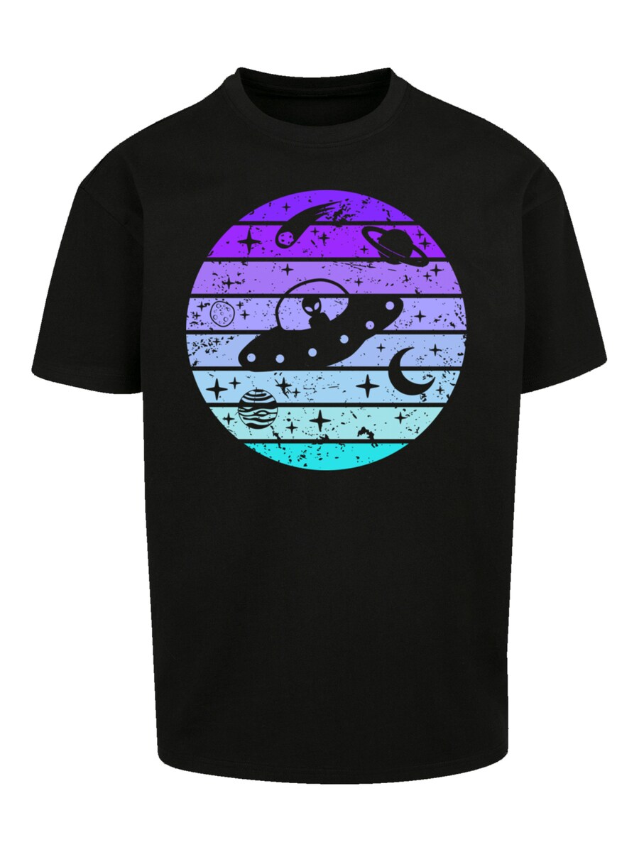 

Рубашка F4NT4STIC Retro Alien Weltraum Sonnenuntergang, черный