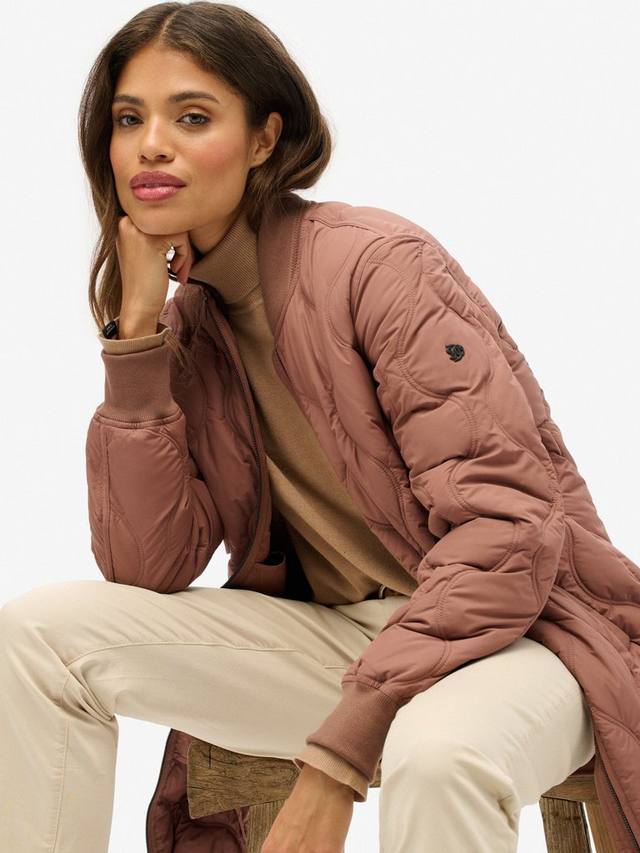 Длинное стеганое подкладочное пальто Superdry, Nutmeg Spice Brown — фото 4