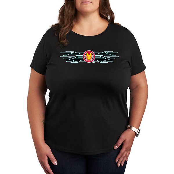 

Футболка с принтом Iron Man, plus size Marvel, Black