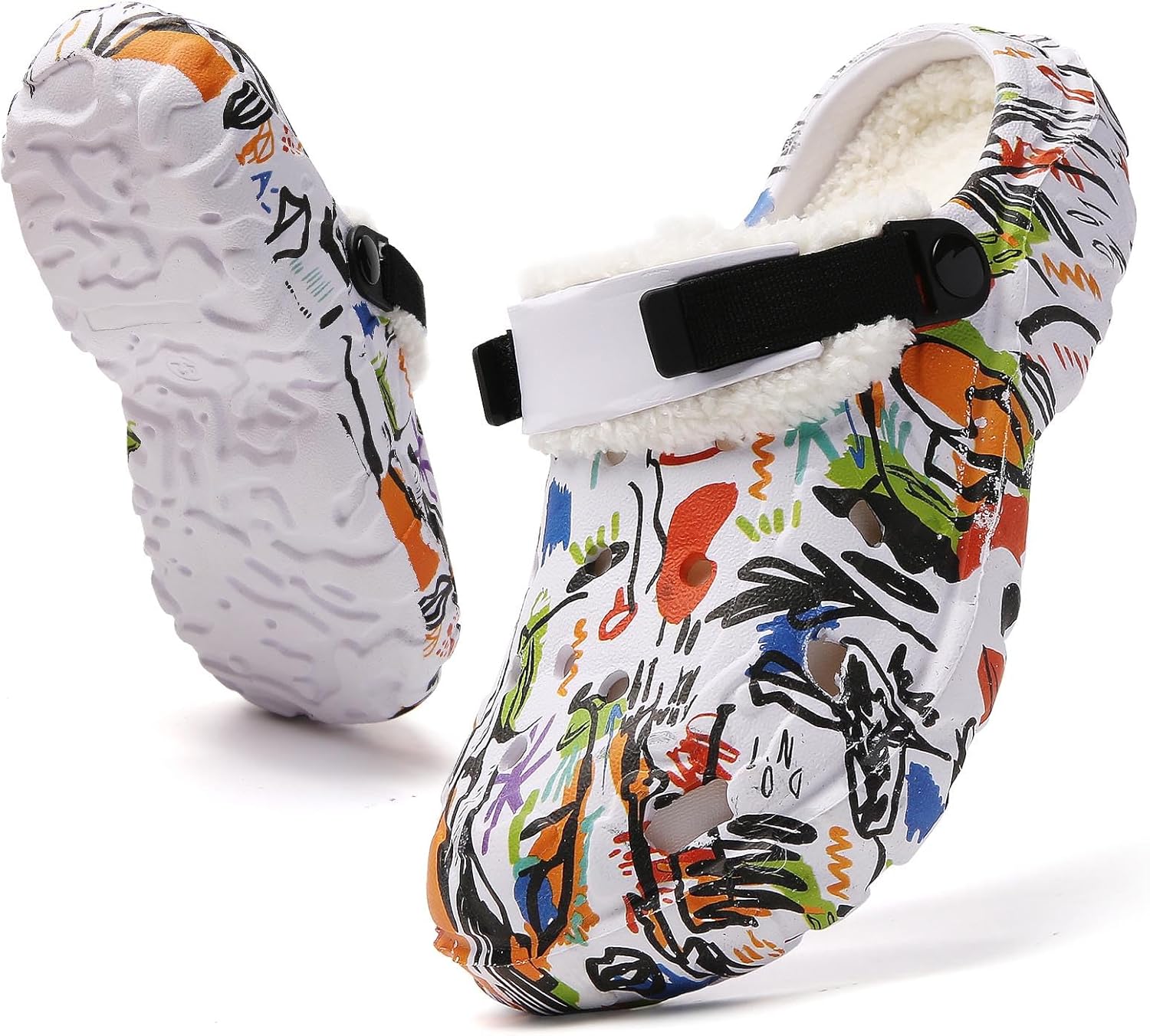 

Мужские утепленные сабо с мехом, пушистые водонепроницаемые садовые туфли, зимние теплые домашние тапочки для дома и улицы Meidiastra, белый