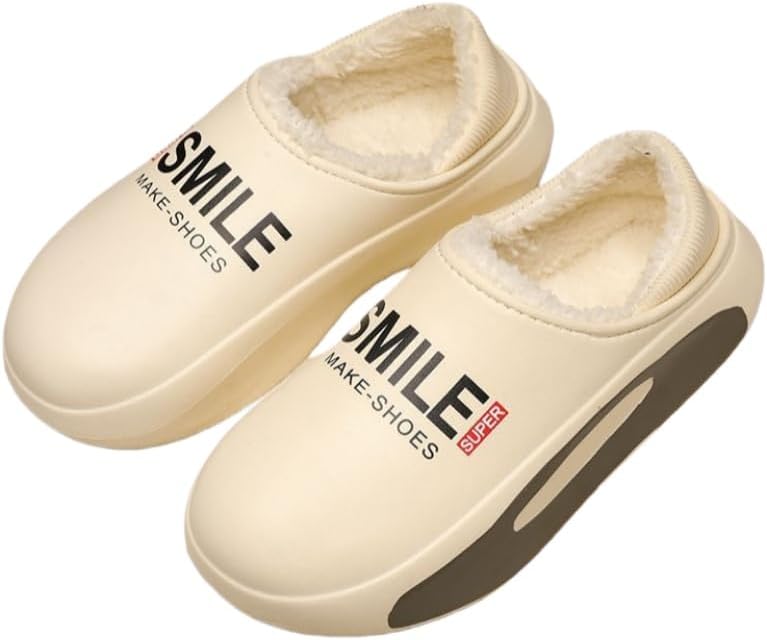 

Мужские большие водонепроницаемые толстые и теплые хлопковые туфли для дома и улицы, противоскользящий дизайн, хлопковые тапочки Fmshi, бежевый