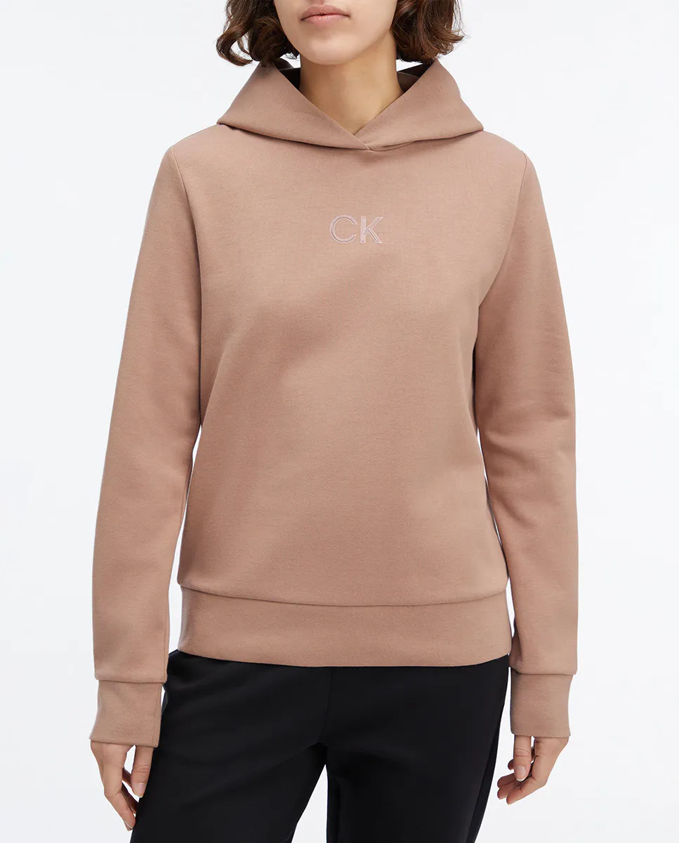 

Женская худи с капюшоном и монограммой Calvin Klein, светло-коричневый