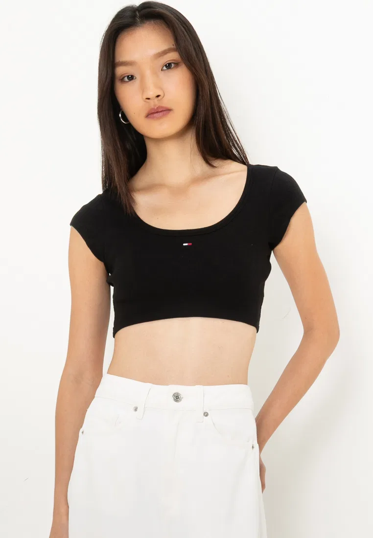 Топ укороченный, Tommy Jeans Tommy Hilfiger, черный