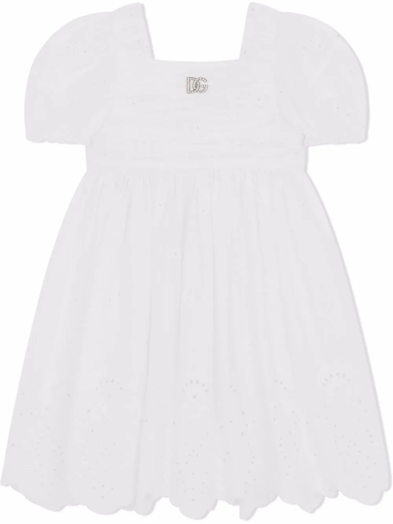 

Dolce & Gabbana Kids поплиновое платье с английской вышивкой, белый