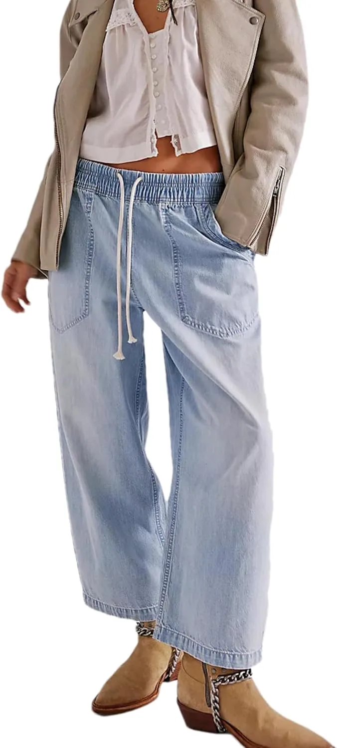 

Zontroldy женские джинсы с завязками на поясе, широкие, прямые