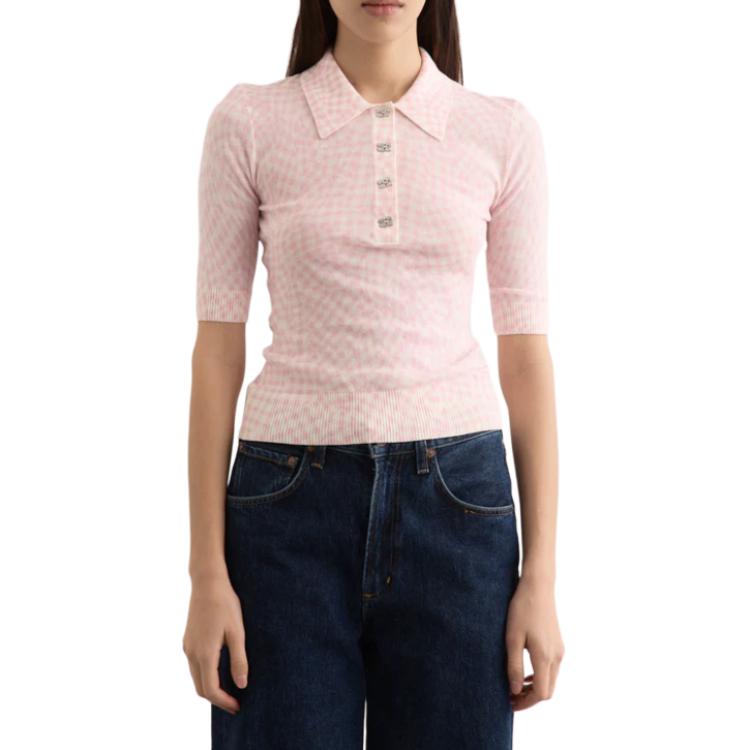 

Полупрозрачная поло с узором GANNI, светло-фиолетовый