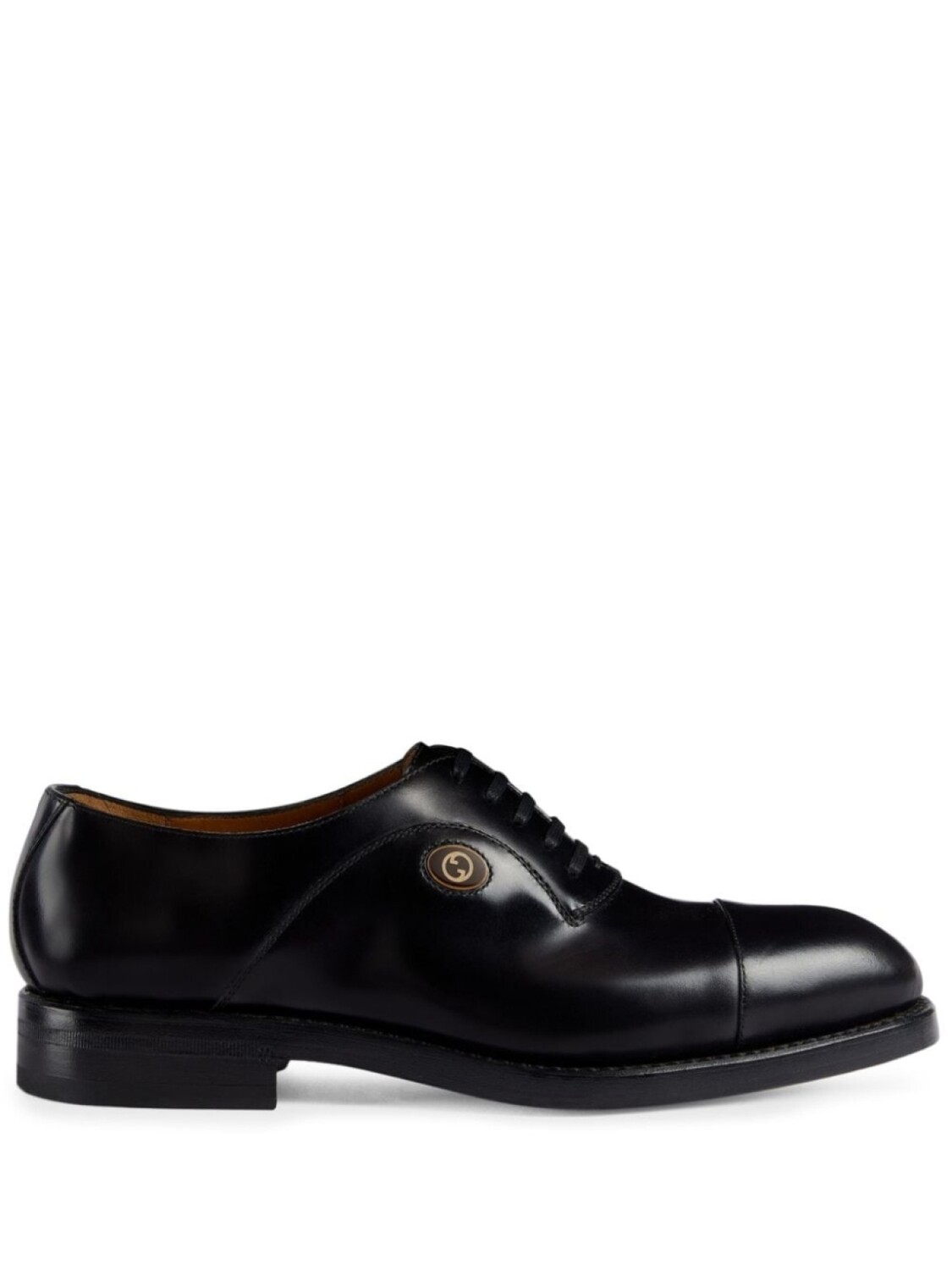 

Gucci GG logo-plaque derby shoes, черный