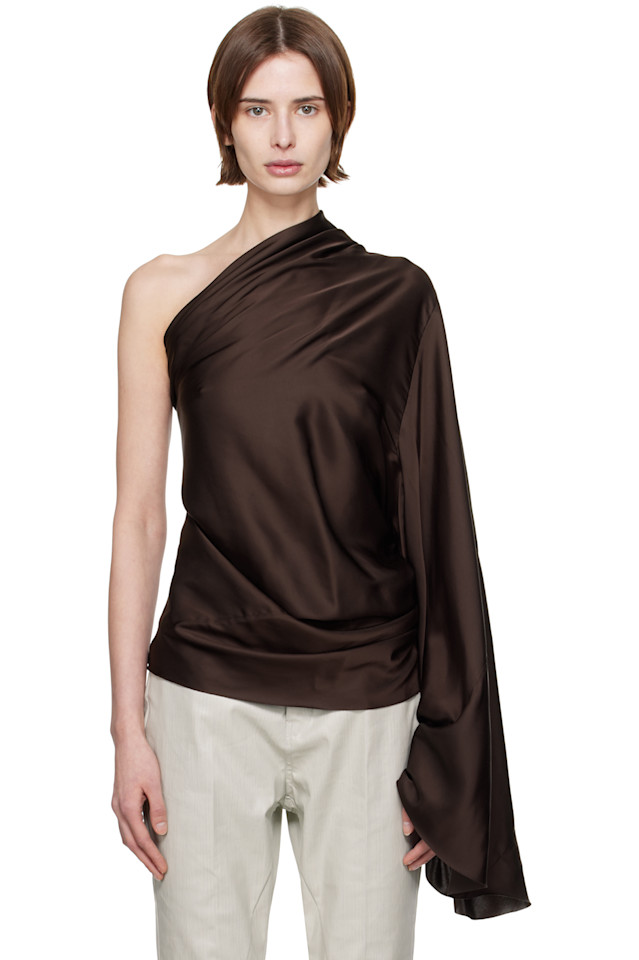

Топ с одним рукавом Hollywood Rick Owens, цвет mahogany