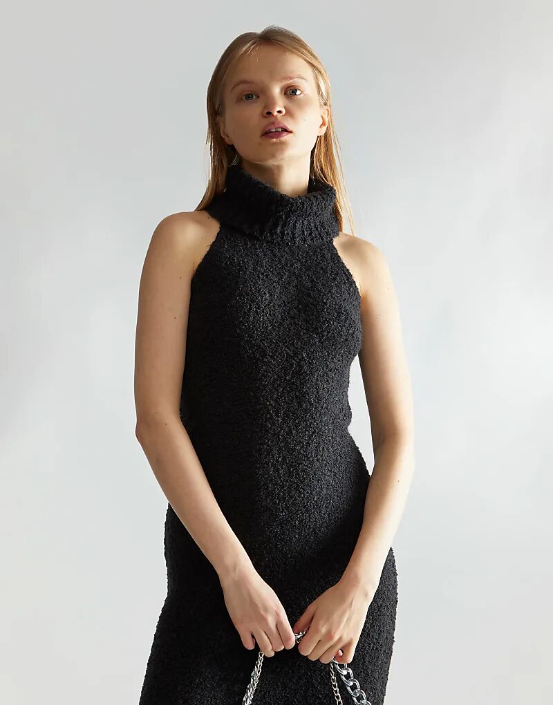 

Платье миди без рукавов с высоким воротом Narrated, черное