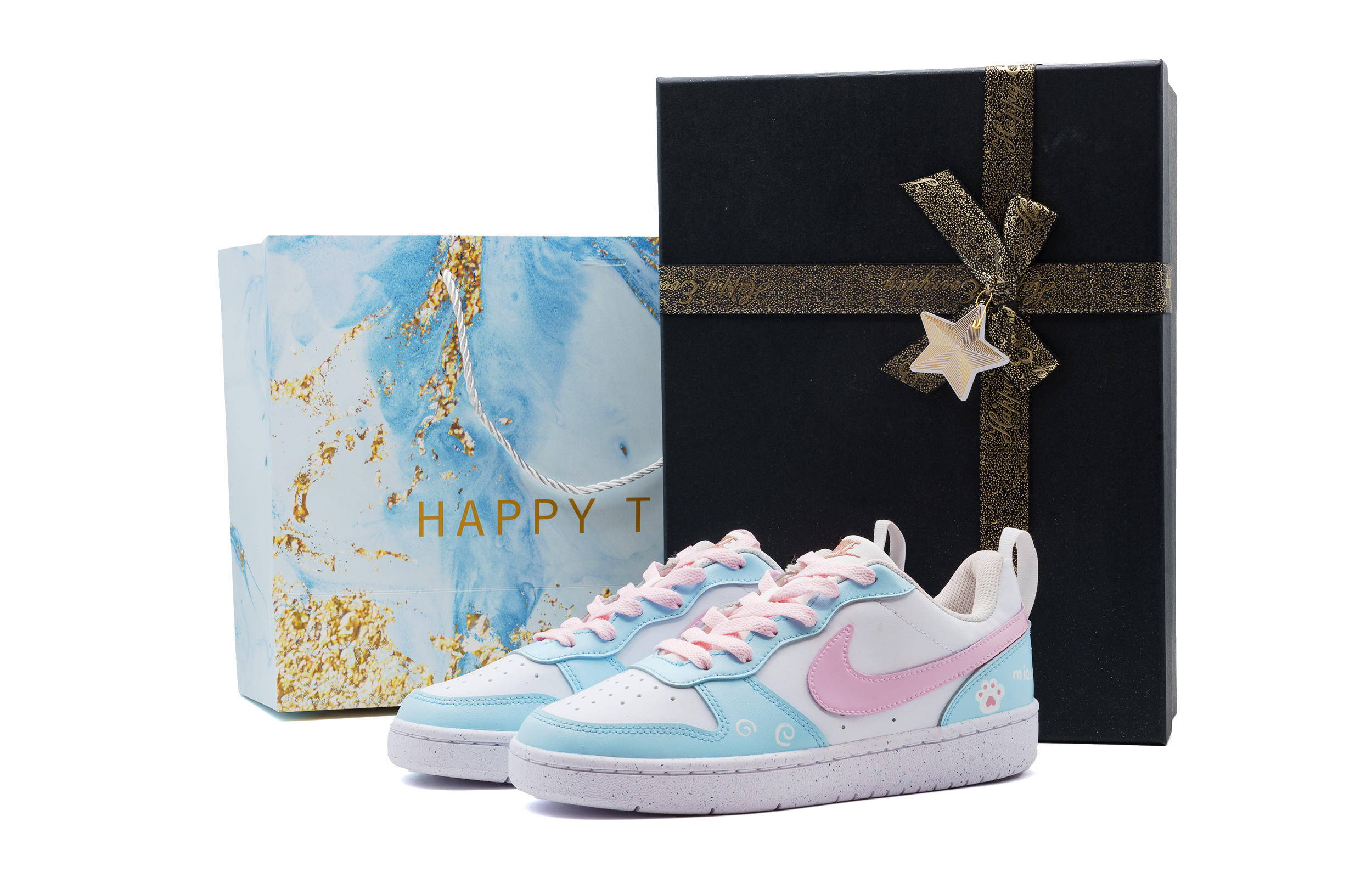 

Nike Детские кроссовки для скейтбординга Court Borough LOW RECRAFT с нескользящей подошвой, износостойкие, белые, синие, розовые, подростковые