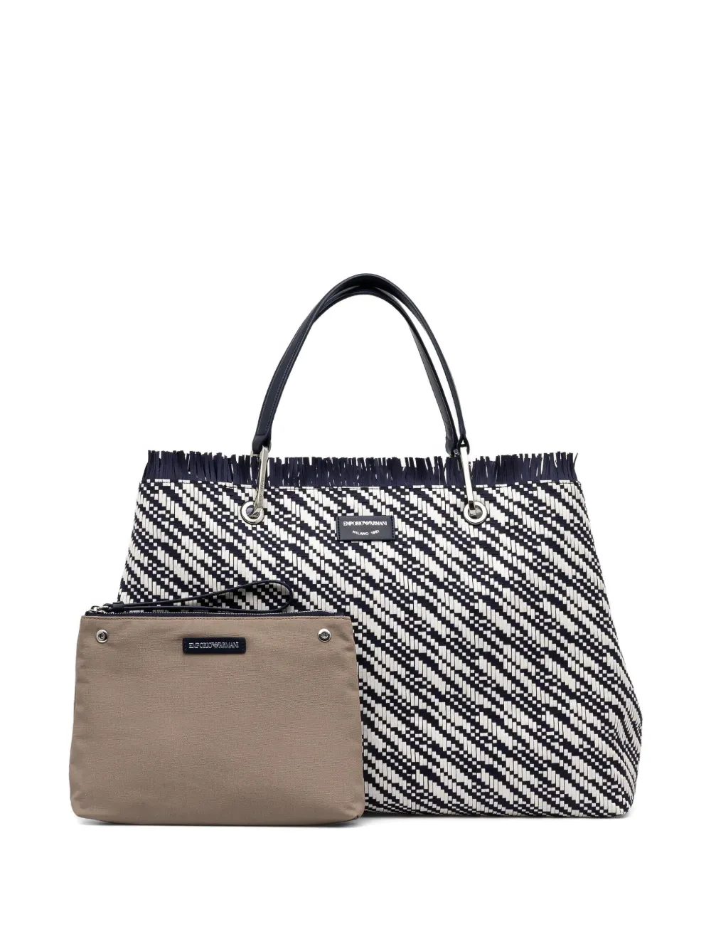 

Плетеная сумка-тоут с бахромой EMPORIO ARMANI, синий