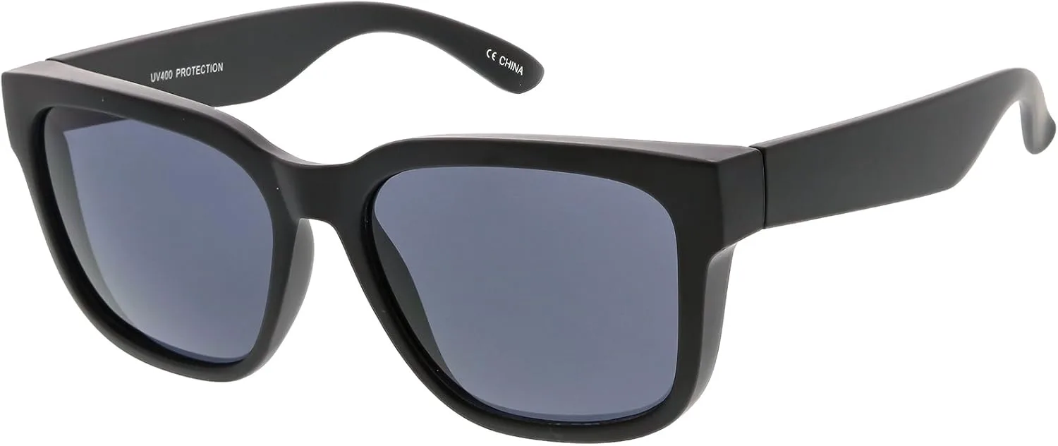 

zeroUV - Классические солнцезащитные очки с широкими дужками, нейтральными по цвету квадратными линзами в роговой оправе, диаметр линз 55 мм, Shiny Black / Smoke