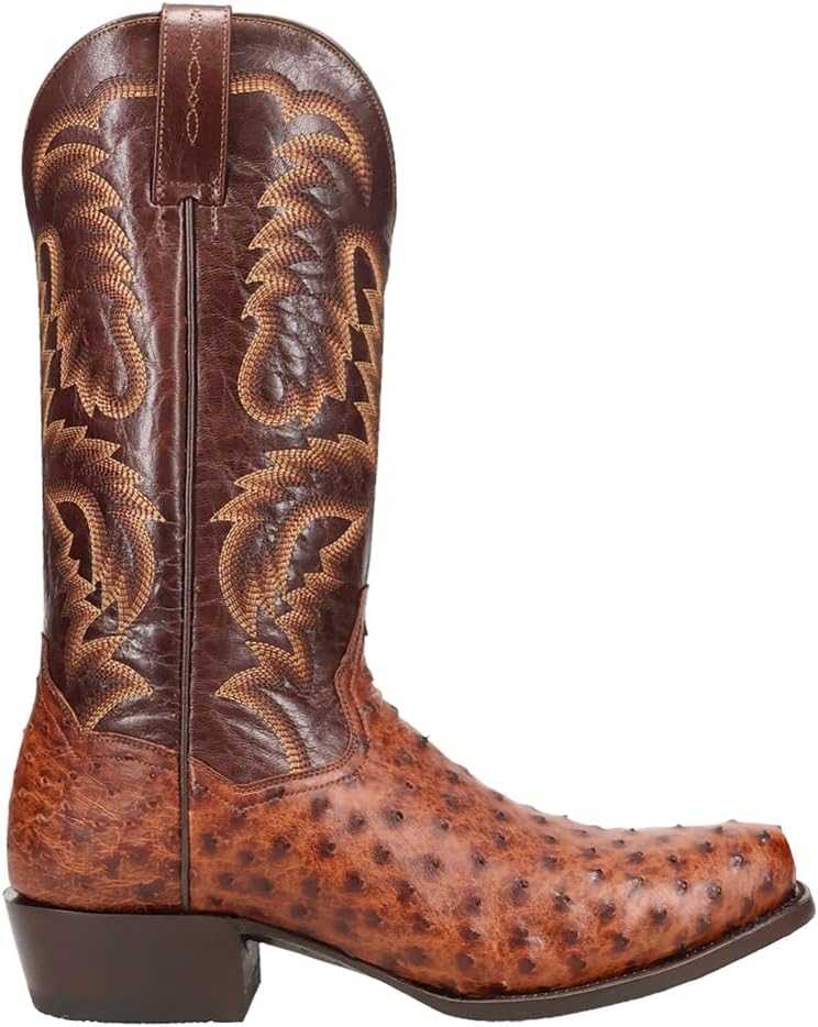 

Мужские ботинки Dan Post Marco из страусиной кожи с квадратным носком, на молнии, повседневные, средней высоты - коричневые