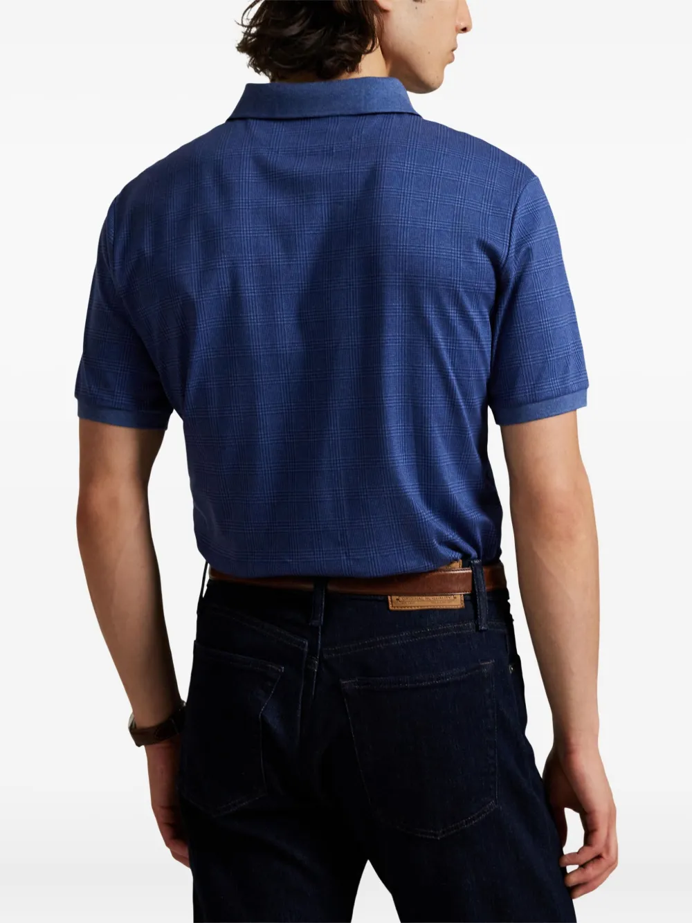 Клетчатая рубашка поло с короткими рукавами Polo Ralph Lauren, синий — фото 4