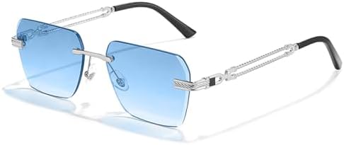 

Мужские солнцезащитные очки без оправы с квадратной металлической рамкой, женские очки для путешествий, вечеринок, деловых встреч, защита от ультрафиолета UV400 MTZJH, C02