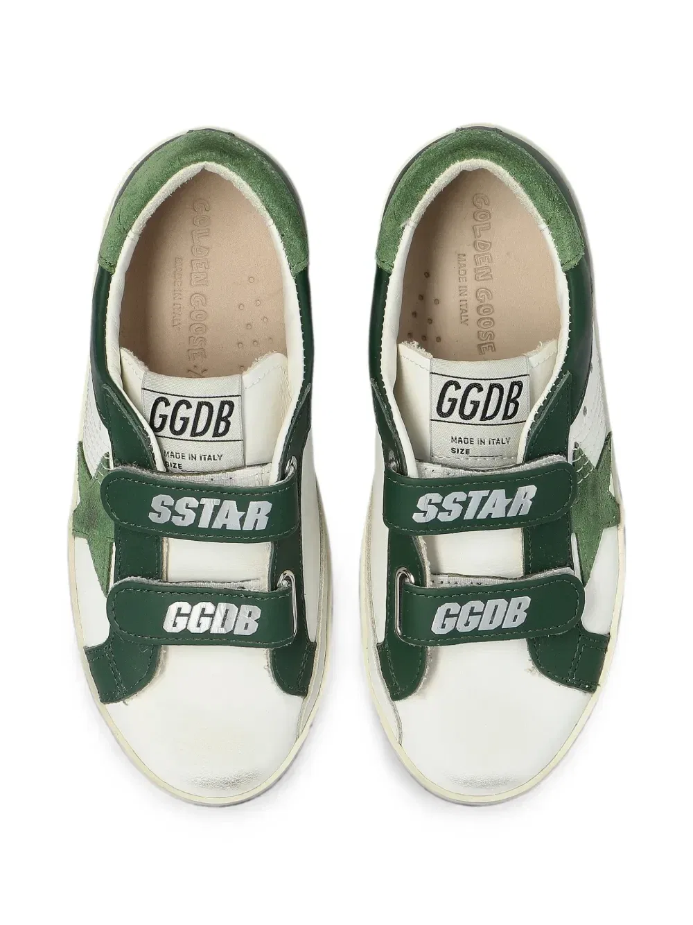 Кроссовки на липучках со звездами Golden Goose Kids, белый — фото 4
