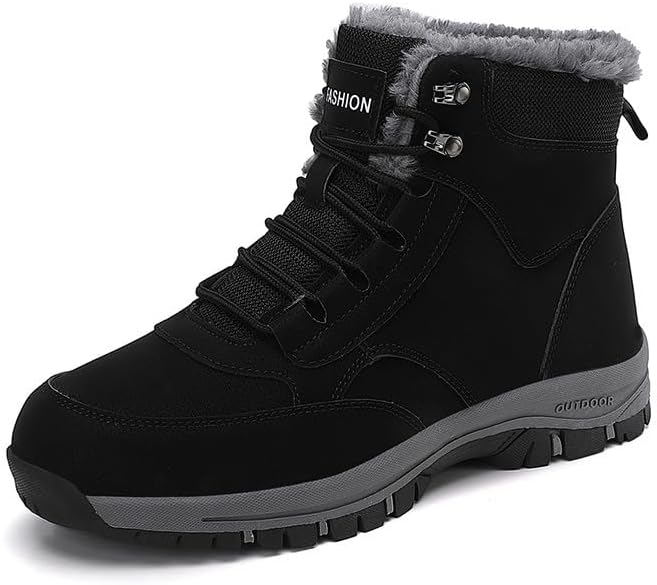 

Зимние ботинки Qacksv для мужчин, водонепроницаемые, утепленные мехом, высокие, с мягкой подошвой, удобная обувь для прогулок на улице в холодную погоду, черный