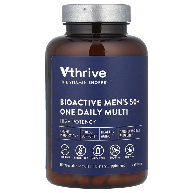 

Vthrive, Bioactive Men's 50+ One Daily Multi, 60 растительных капсул