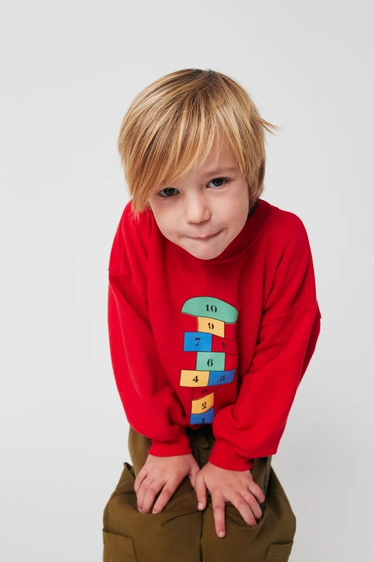 

Детская хлопковая толстовка Hopscotch Bobo Choses, красный