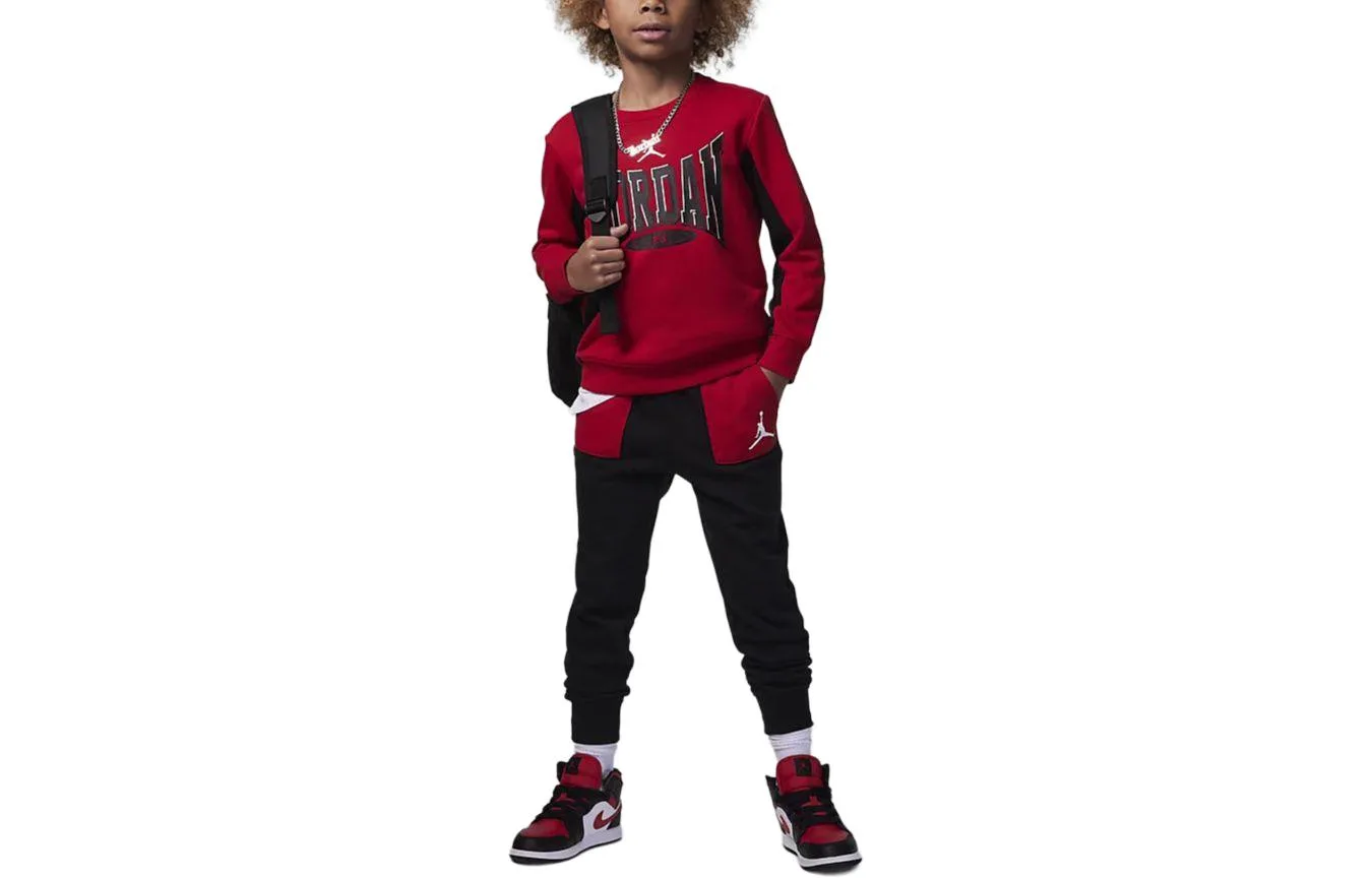 Детская повседневная спортивная футболка с круглым вырезом Jordan, Red+Black — фото 3