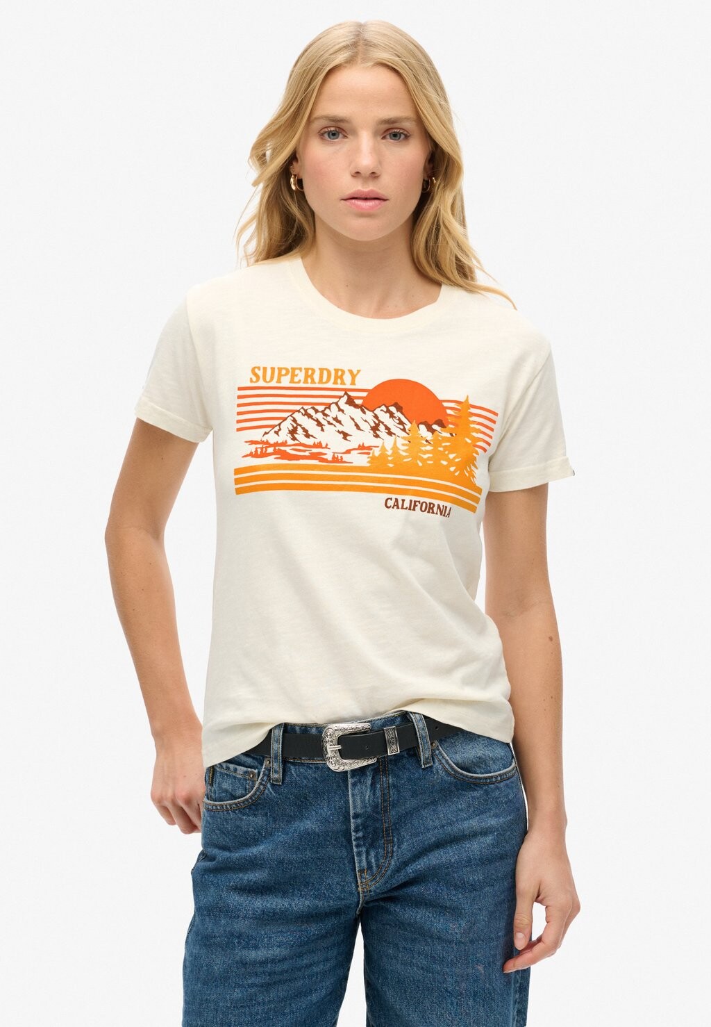 Футболка с принтом Superdry, слоновая кость — фото 3