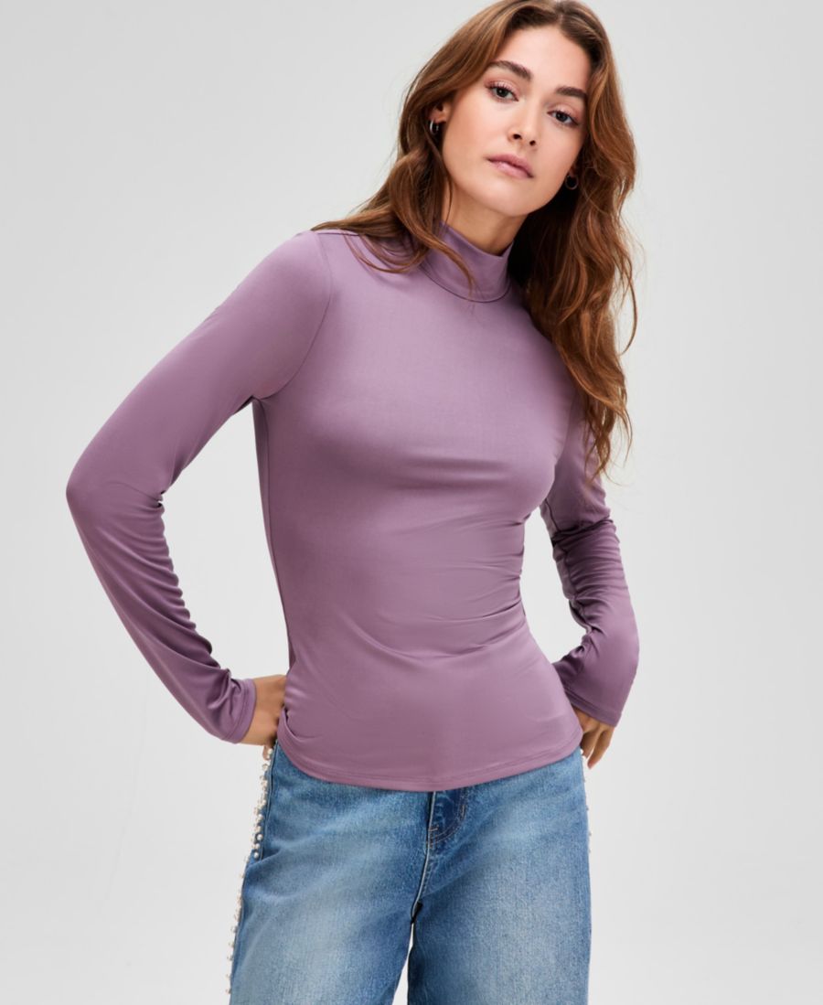 

Женская трикотажная блузка с длинными рукавами и воротником-стойкой And Now This, Muted Amethyst