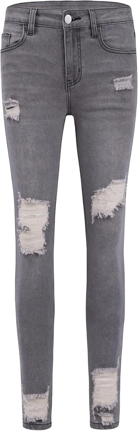 Джинсы скинни, серый, Women's High Waisted Jeans