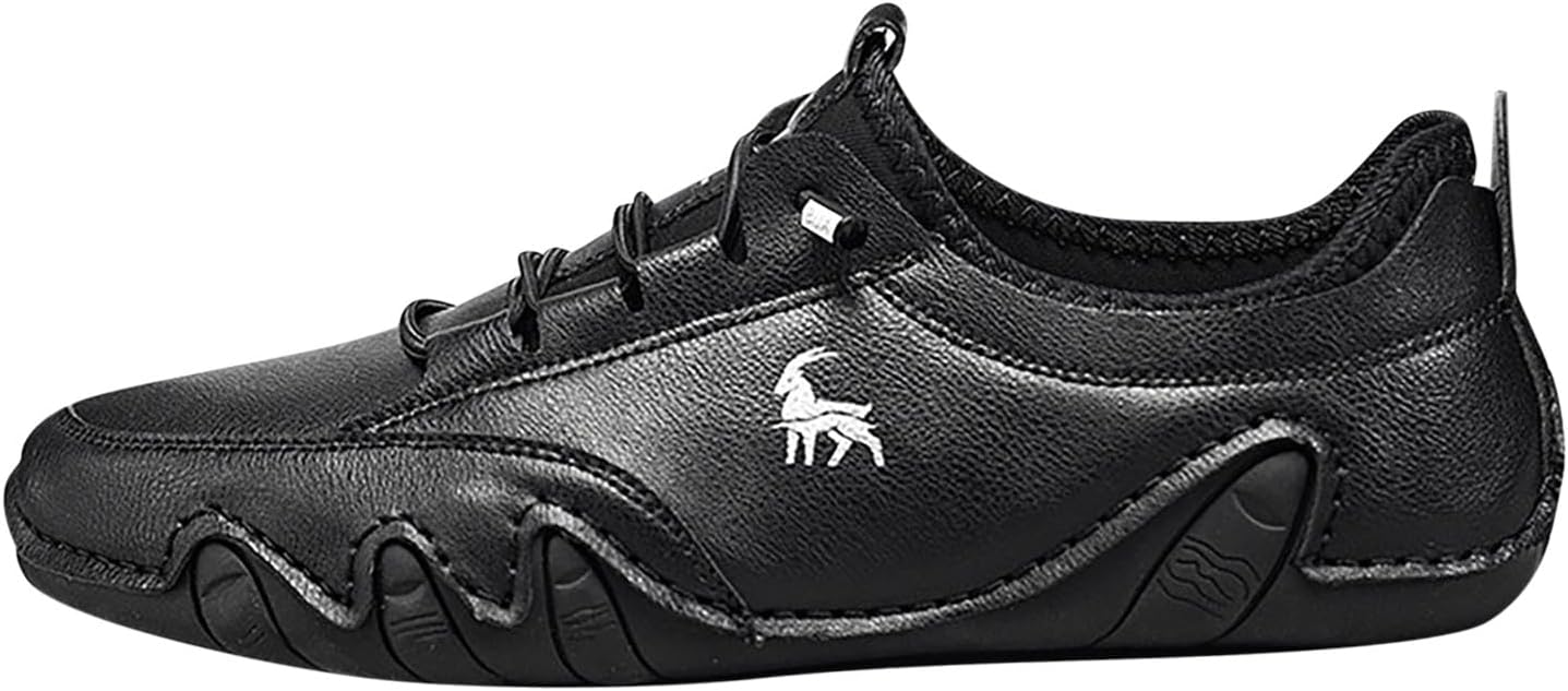 

Мужские модные кроссовки для ходьбы, нескользящая рабочая обувь, удобные кожаные повседневные туфли, повседневная кожаная обувь для мужчин, широкая колодка Generic, черный