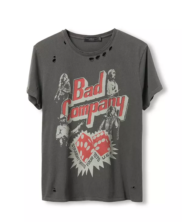 

Футболка унисекс Bad Company Straight Shooter Tour Vintage Destroy Junk Food Clothing, серый
