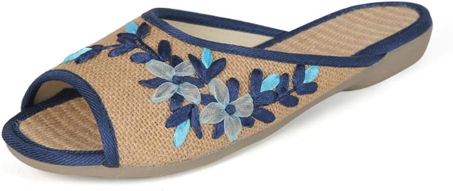 

Женские летние тапочки YXCKG, женские сандалии-тапочки, легкие тапочки с этнической вышивкой, домашние тапочки для женщин для улицы и дома, дышащие сандалии (Цвет: лен, Размер: EUR38), EUR38 Linen Color