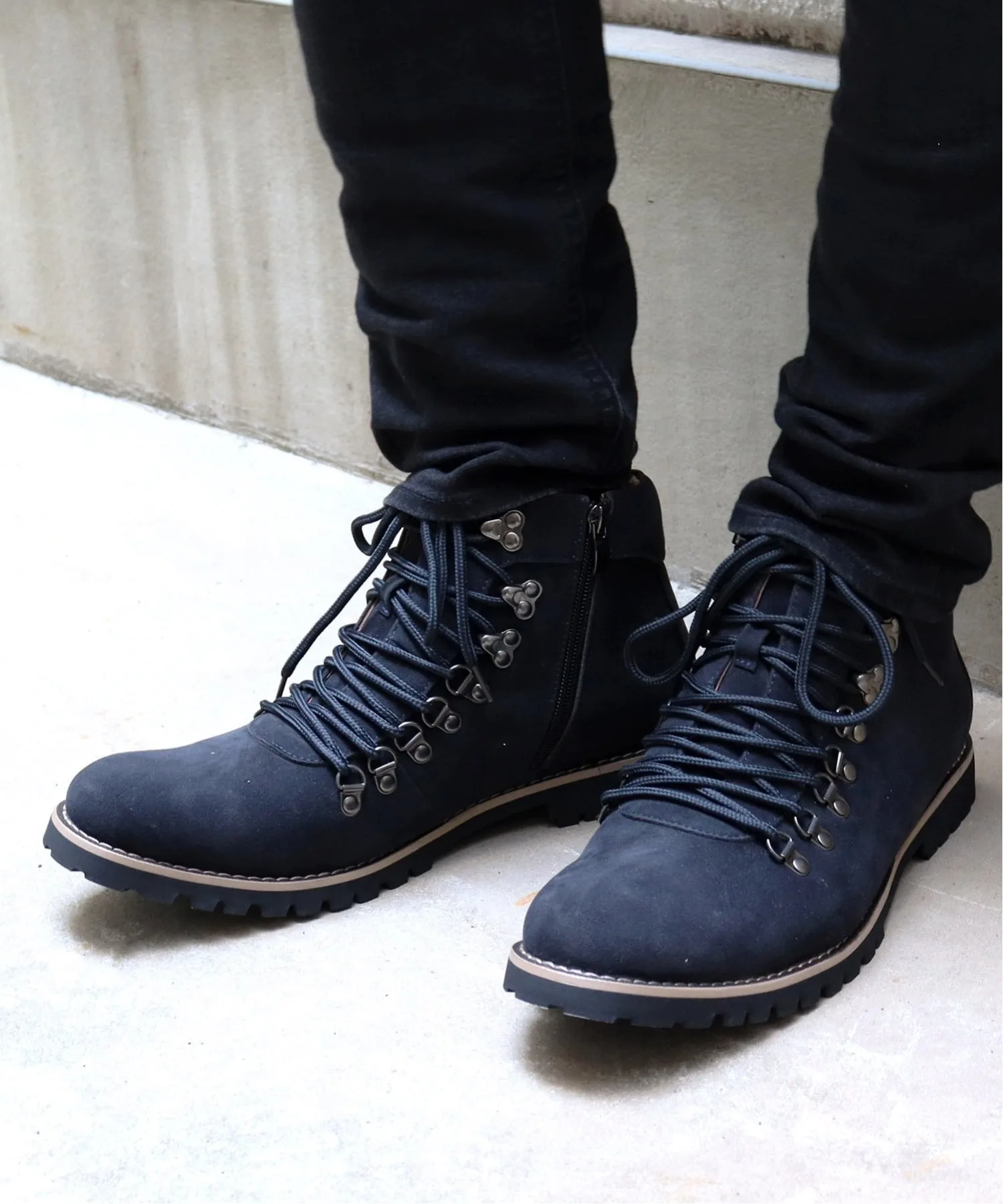 Повседневные офисные высокие горные ботинки 2352 Aaa+, Navy suede — фото 2