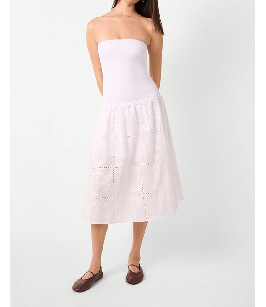 

Женское ребристое хлопковое платье миди WeWoreWhat, White multi