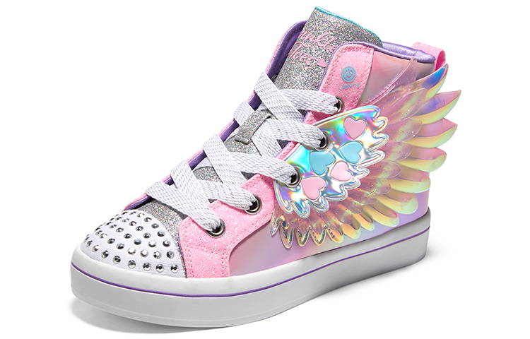 Twinkle Toes Twinkle Toes амортизирующие, износостойкие высокие детские повседневные кроссовки pink multicolor для подростков Skechers, розовый — фото 4