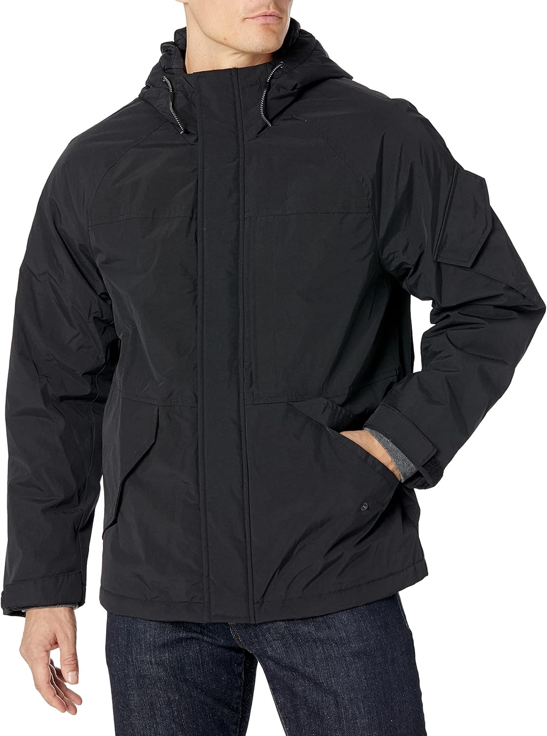 

Мужская походная куртка Levi's средней длины из дышащего нейлона, Black Quilted Lining