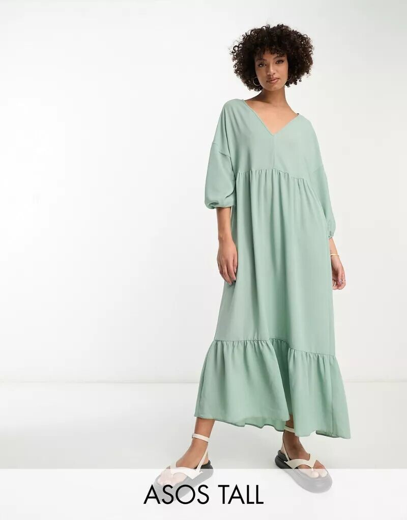 

Светло-шалфейное платье миди без рукавов ASOS DESIGN Tall