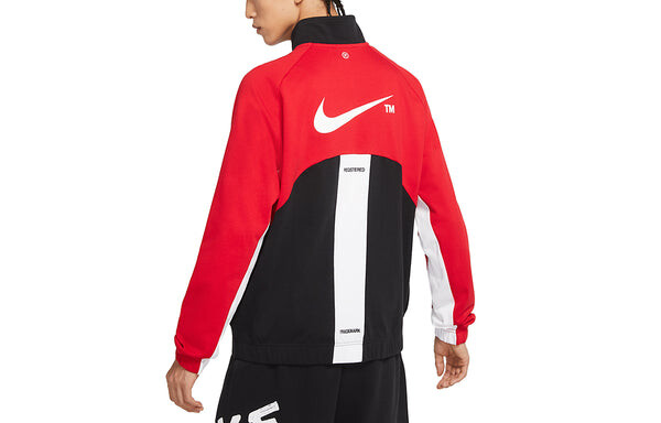 Куртка Men's Nike Sportswear Swoosh Contrast Color Stitching Knit Stand Collar Logo Jacket University Red, красный — фото 2