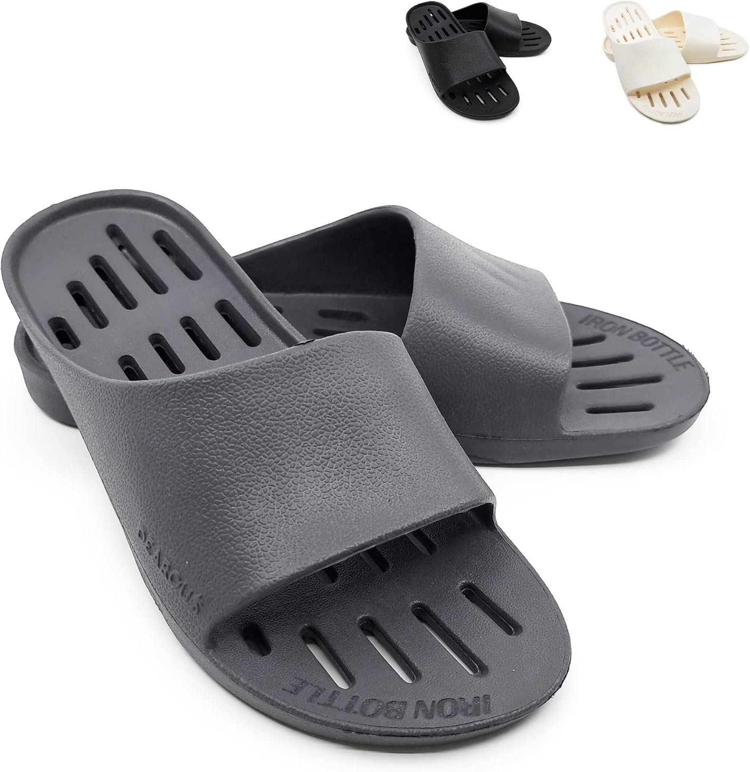 

Ультралегкие душевые шлепанцы Iron Bottle для мужчин и женщин для общежития. Нескользящие тапочки для спортзала и ванной из EVA-резины, серый
