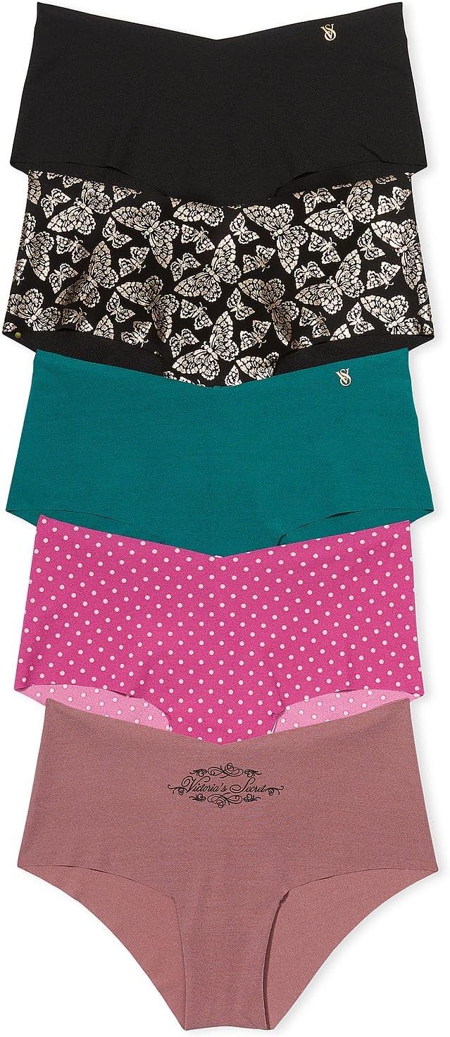 

Victoria's Secret Женские трусики Cheeky без видимых линий, трусики с минимальным покрытием для женщин, набор из нескольких пар (XS-XXL), Butterfly & Dots Mix