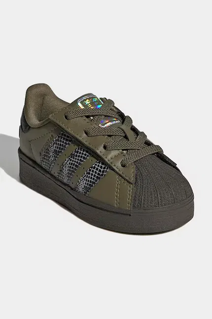 Кроссовки детские Superstar LED Lights Adidas Originals, зеленый — фото 2